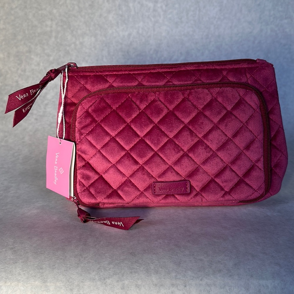 Vera Bradley Majestic Magenta Compact Organizer Quilted Velvet NWT